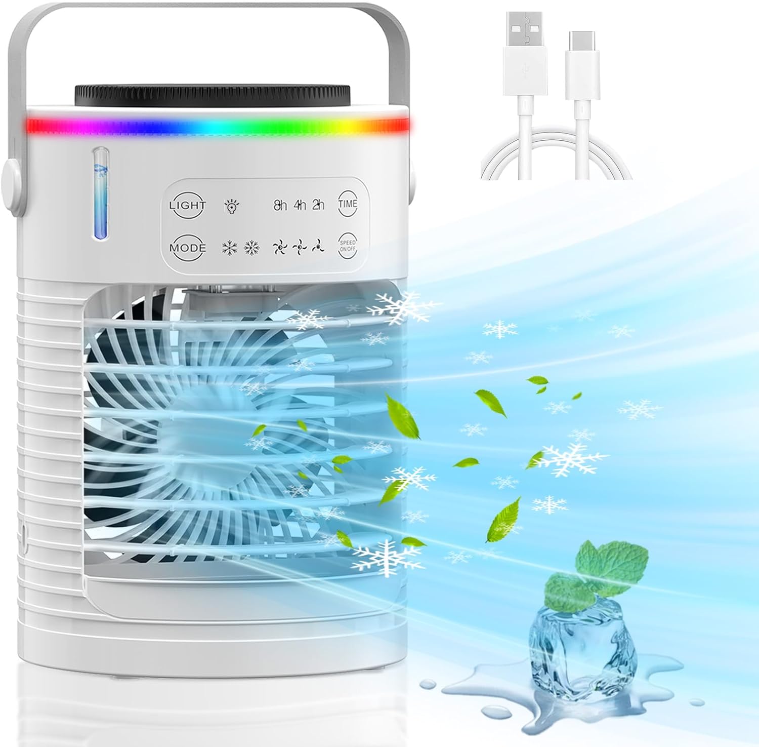 ❄️3D Ice-Cool Tech Portable AC🔥 3-Speed Desk Fan + 7-Color Mood Light✨ Car/Camping Mini Air Cooler with Mist & Timer | TikTok Viral Summer Must-Have ❄️3D Ice-Cool Tech Portable AC🔥 3-Speed Desk Fan + 7-Color Mood Light✨ Car/Camping Mini Air Cooler with Mist & Timer | TikTok Viral Summer Must-Have